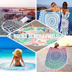 Aperturee - Aperturee Summer Atmosphere Marine Themed Round Beach Towel