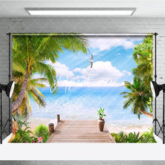 Aperturee - Aperturee Summer Beach Palm Tree Natural Scene Backdrop For Photo