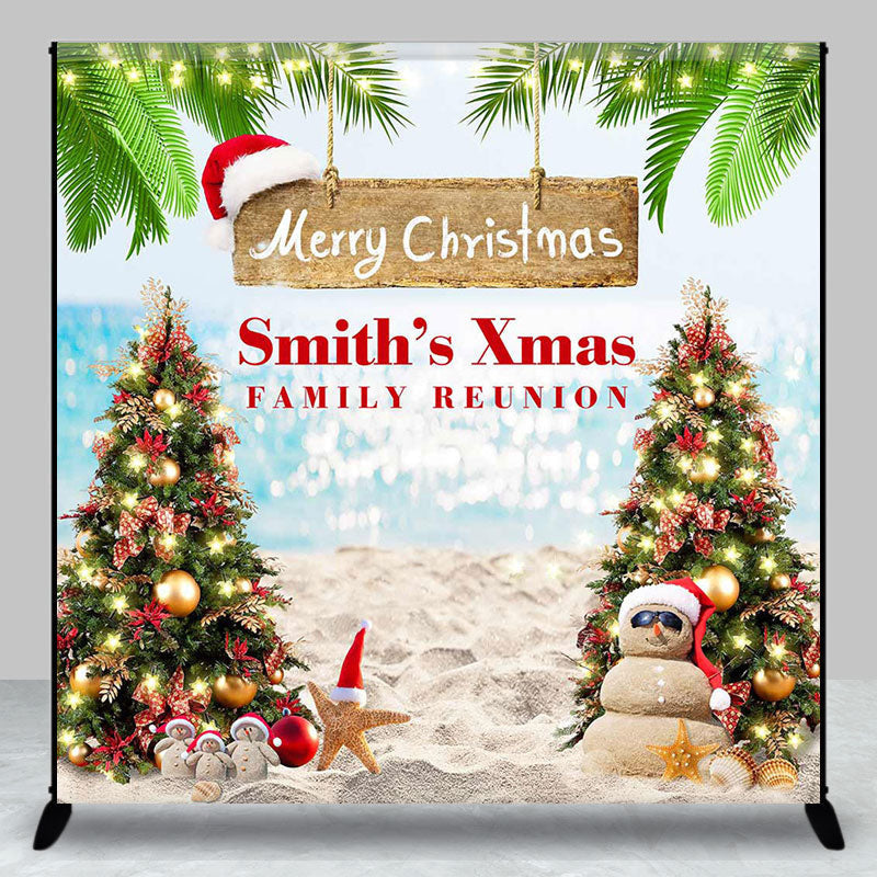 Aperturee - Aperturee Summer Christmas Custom Name Family Reunion Backdrop