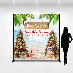 Aperturee - Aperturee Summer Christmas Custom Name Family Reunion Backdrop