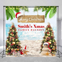 Aperturee - Aperturee Summer Christmas Custom Name Family Reunion Backdrop