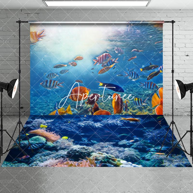 Aperturee - Aperturee Summer Colorful Fish Ocean Coral Combo Set Backdrop