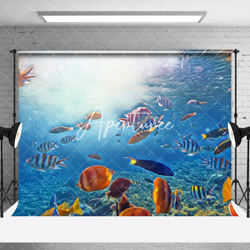 Aperturee - Aperturee Summer Colorful Fish Ocean Coral Combo Set Backdrop