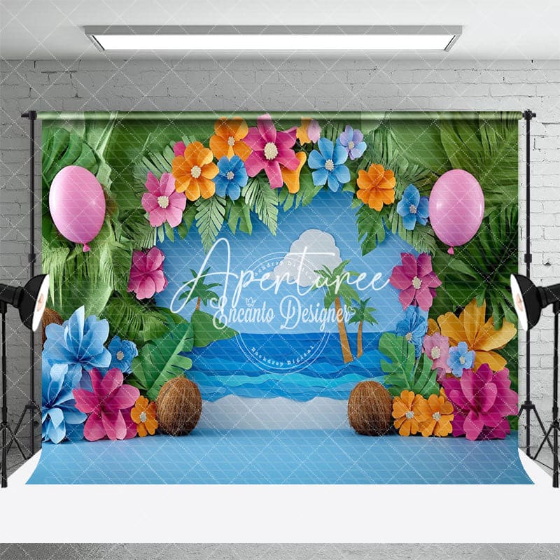 Aperturee - Aperturee Summer Flowers Balloons Hawaii Photography Backdrop