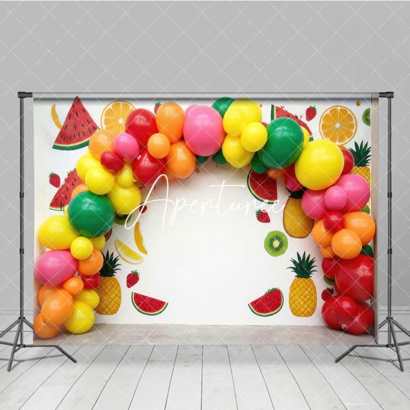 Aperturee - Aperturee Summer Fruit Birthday Cake Smash Photography Backdrop