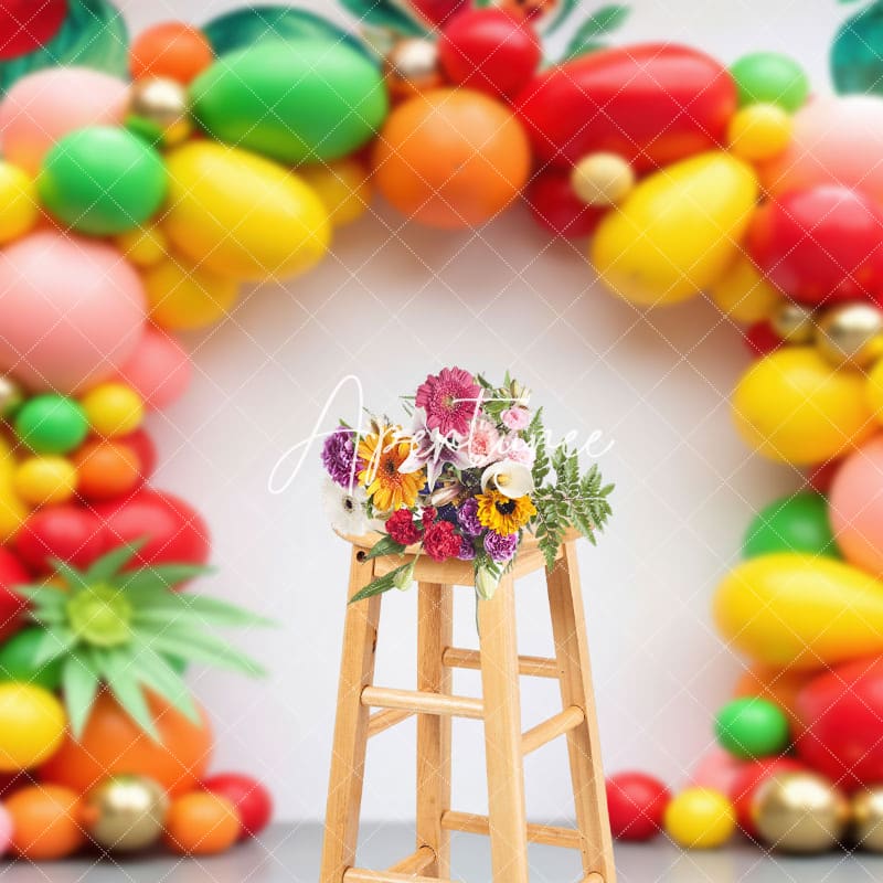 Aperturee - Aperturee Summer Fruit Garland Birthday Cake Smash Backdrop