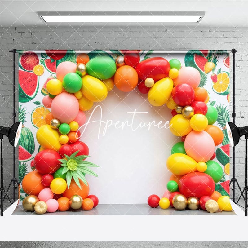 Aperturee - Aperturee Summer Fruit Garland Birthday Cake Smash Backdrop