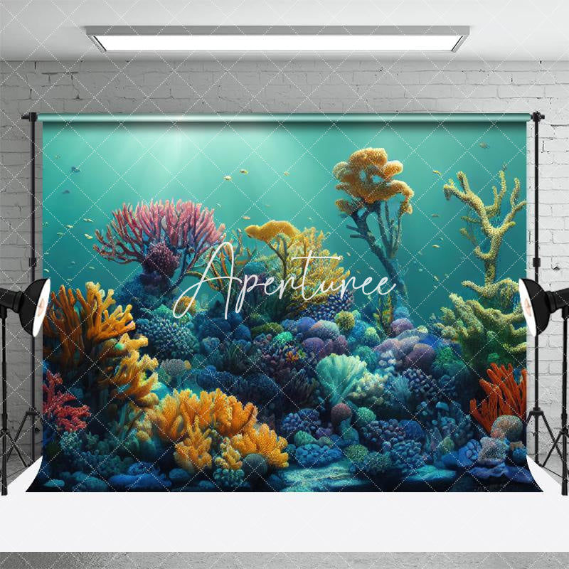 Aperturee - Aperturee Summer Ocean Coral Reef Mermaid Cave Combo Set Backdrop