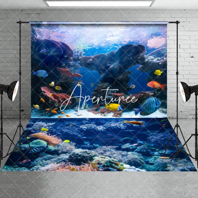 Aperturee - Aperturee Summer Ocean Landscape Ocean Reef Combo Set Backdrop