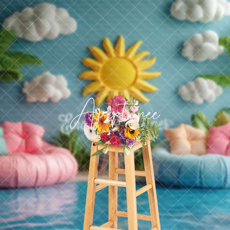 Aperturee - Aperturee Summer Pool Inflatable Sofa Sunny Photo Backdrop