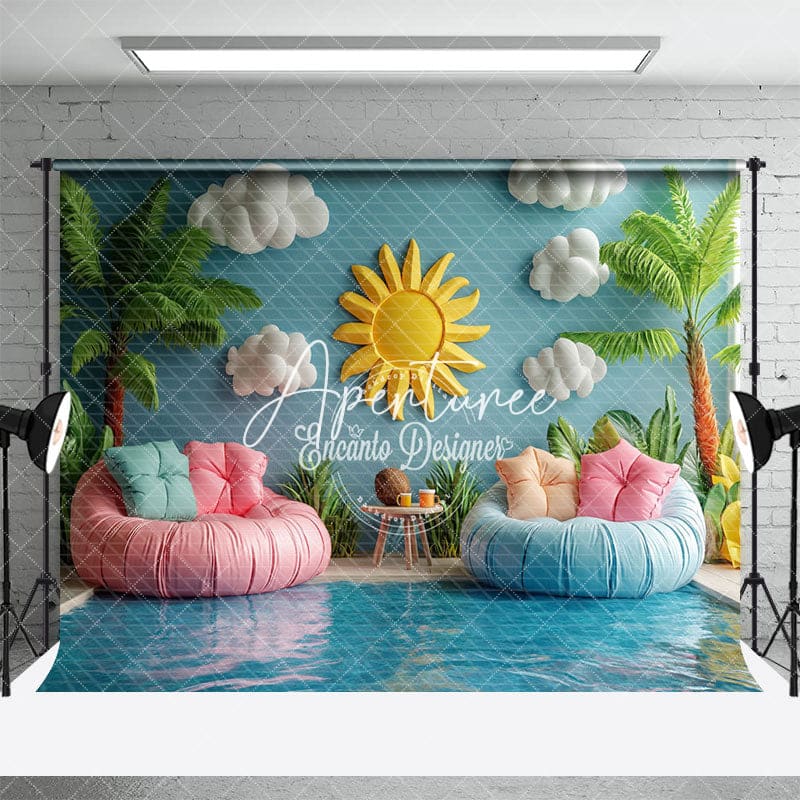 Aperturee - Aperturee Summer Pool Inflatable Sofa Sunny Photo Backdrop