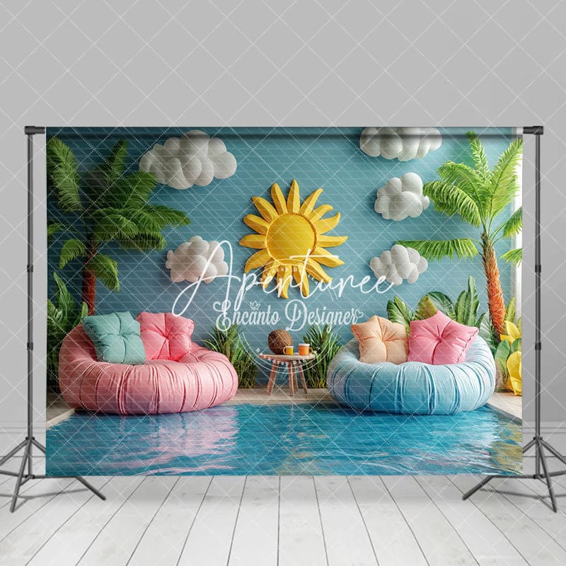 Aperturee - Aperturee Summer Pool Inflatable Sofa Sunny Photo Backdrop