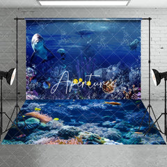 Aperturee - Aperturee Summer Underwater Ocean Reef Marine Combo Set Backdrop