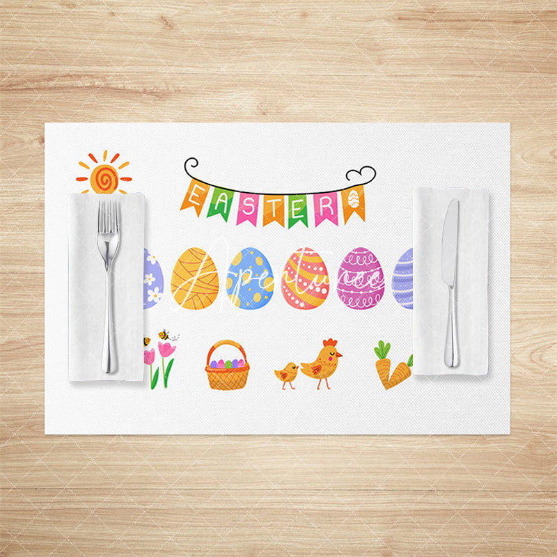 Aperturee - Aperturee Sun Colorful Eggs Happy Easter Set Of 4 Placemats