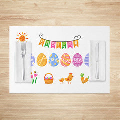 Aperturee - Aperturee Sun Colorful Eggs Happy Easter Set Of 4 Placemats