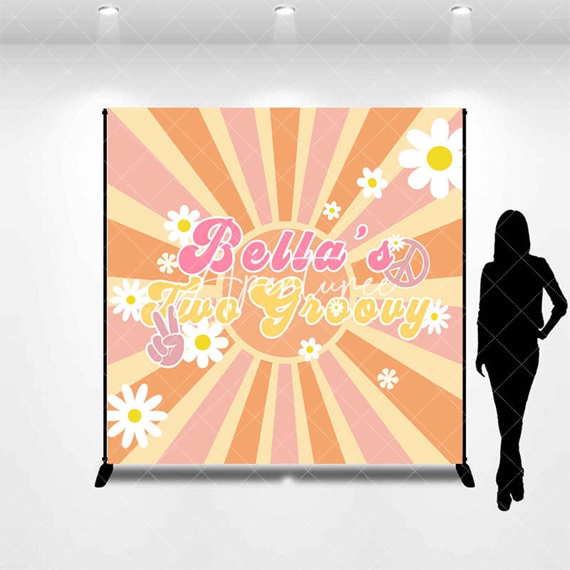 Aperturee - Aperturee Sun Daisy Two Groovy Custom Name Birthday Backdrop