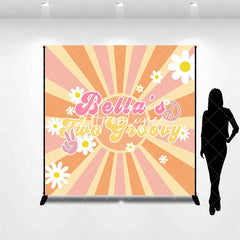 Aperturee - Aperturee Sun Daisy Two Groovy Custom Name Birthday Backdrop