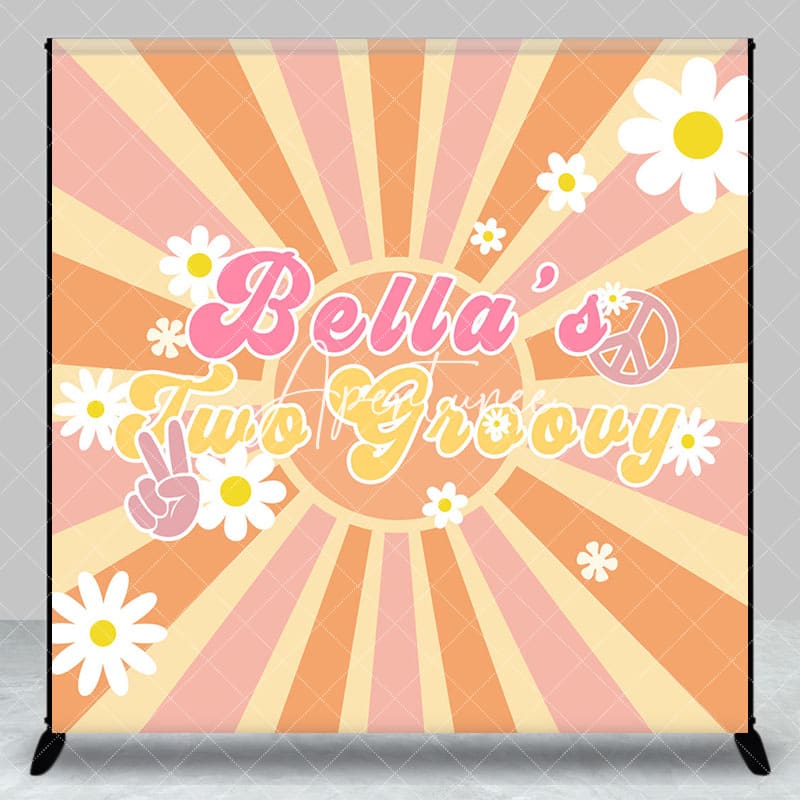 Aperturee - Aperturee Sun Daisy Two Groovy Custom Name Birthday Backdrop