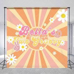 Aperturee - Aperturee Sun Daisy Two Groovy Custom Name Birthday Backdrop