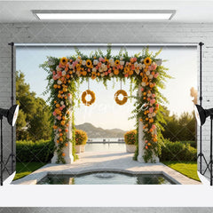 Aperturee - Aperturee Sunflower Arch Garland Lakeside Wedding Photo Backdrop