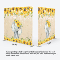 Aperturee - Aperturee Sunflower Elephant Fabric Backdrop Cover for Baby Shower