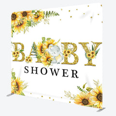 Aperturee - Aperturee Sunflower Elephent Fabric Backdrop Cover for Baby Shower