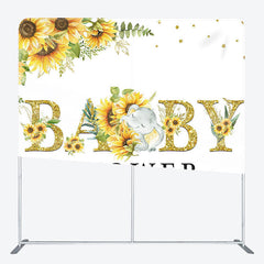 Aperturee - Aperturee Sunflower Elephent Fabric Backdrop Cover for Baby Shower