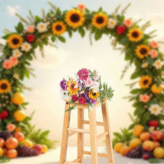 Aperturee - Aperturee Sunflower Garland Fruit Summer Backdrop For Photo