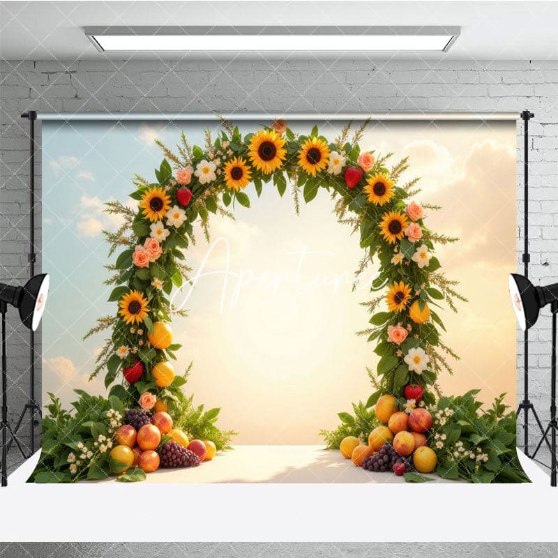 Aperturee - Aperturee Sunflower Garland Fruit Summer Backdrop For Photo