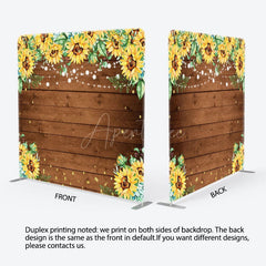 Aperturee - Aperturee Sunflower Wood Grain Wedding Pillow Cover Backdrop