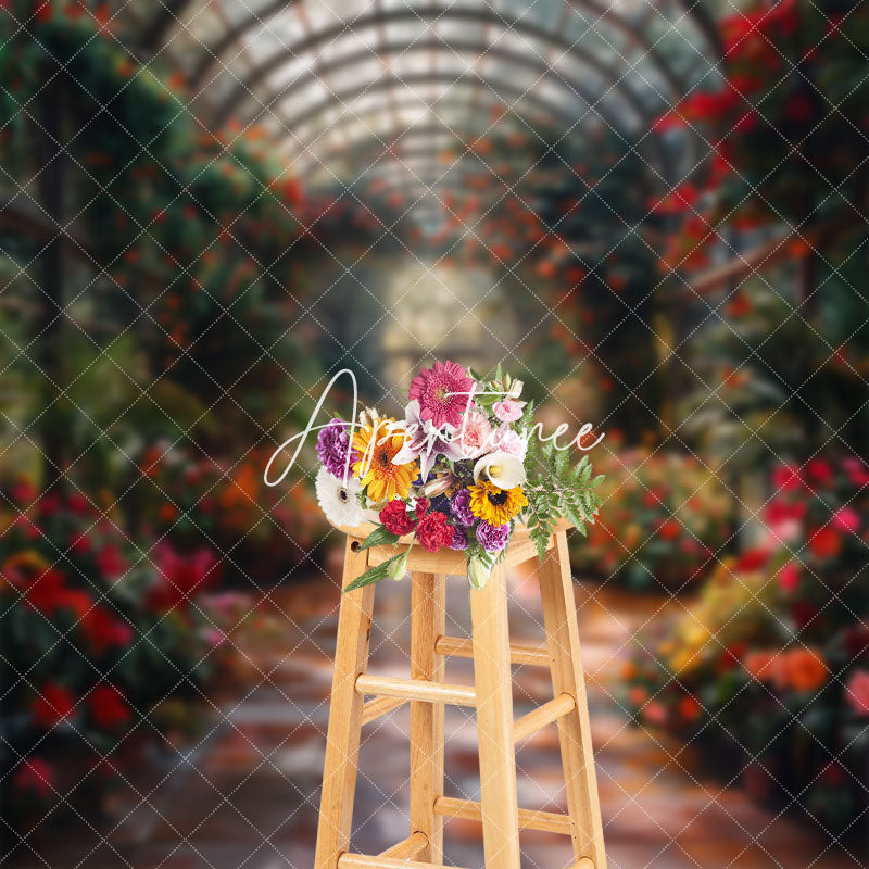 Aperturee - Aperturee Sunlight Floral Greenhouse Arcade Spring Backdrop