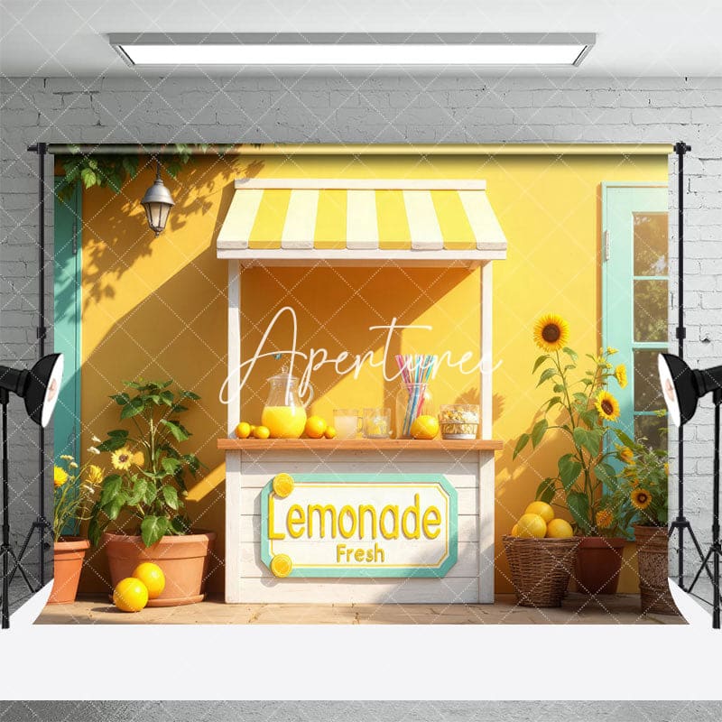 Aperturee - Aperturee Sunlight Summer Fresh Lemonade Stand Photo Backdrop