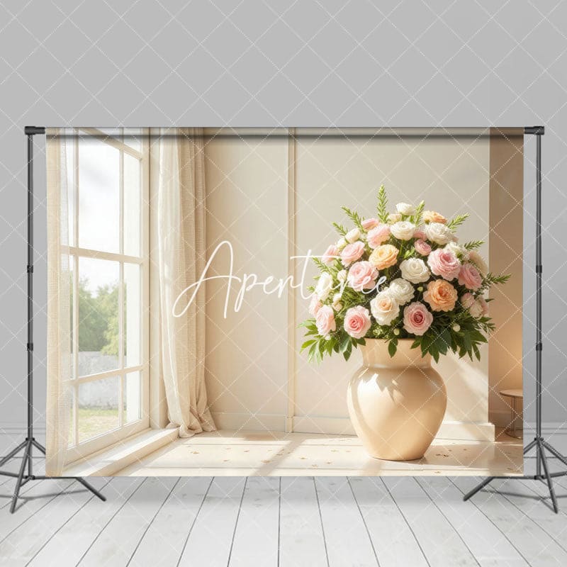 Aperturee - Aperturee Sunlight Window Floor Vase Floral Spring Backdrop