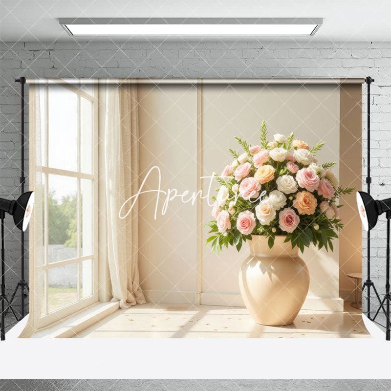 Aperturee - Aperturee Sunlight Window Floor Vase Floral Spring Backdrop