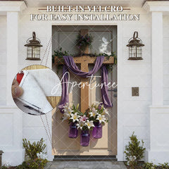 Aperturee - Aperturee Sunlight Wood Cross White Floral Easter Door Cover