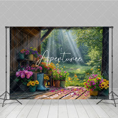 Aperturee - Aperturee Sunlights Floral Cabin Spring Photography Backdrop