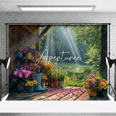 Aperturee - Aperturee Sunlights Floral Cabin Spring Photography Backdrop