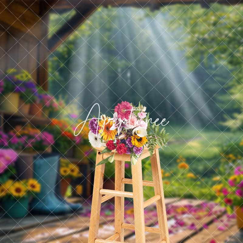 Aperturee - Aperturee Sunlights Floral Cabin Spring Photography Backdrop