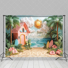 Aperturee - Aperturee Sunny Beach Coconut Tree Tropical Vibe Summer Backdrop