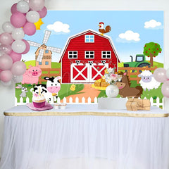 Aperturee - Aperturee Sunny Day Sky Farm Animals Happy Birthday Backdrop