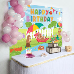 Aperturee - Aperturee Sunny Park Swimming Pool Groundhog Birthday Backdrop