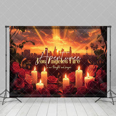 Aperturee - Aperturee Sunset City Red Rose Candle Los Angeles Fire Backdrop