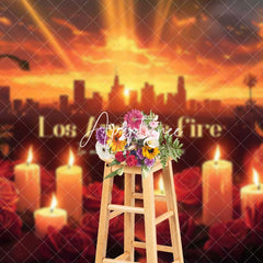 Aperturee - Aperturee Sunset City Red Rose Candle Los Angeles Fire Backdrop