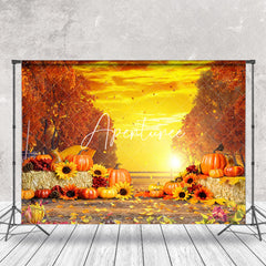 Aperturee - Aperturee Sunset Cloud Maple Trees Pumpkin Autumn Backdrop