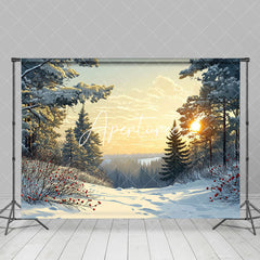 Aperturee - Aperturee Sunset Cloud Snowy Forest Cherry Winter Backdrop