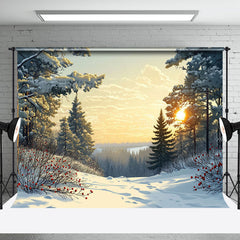 Aperturee - Aperturee Sunset Cloud Snowy Forest Cherry Winter Backdrop