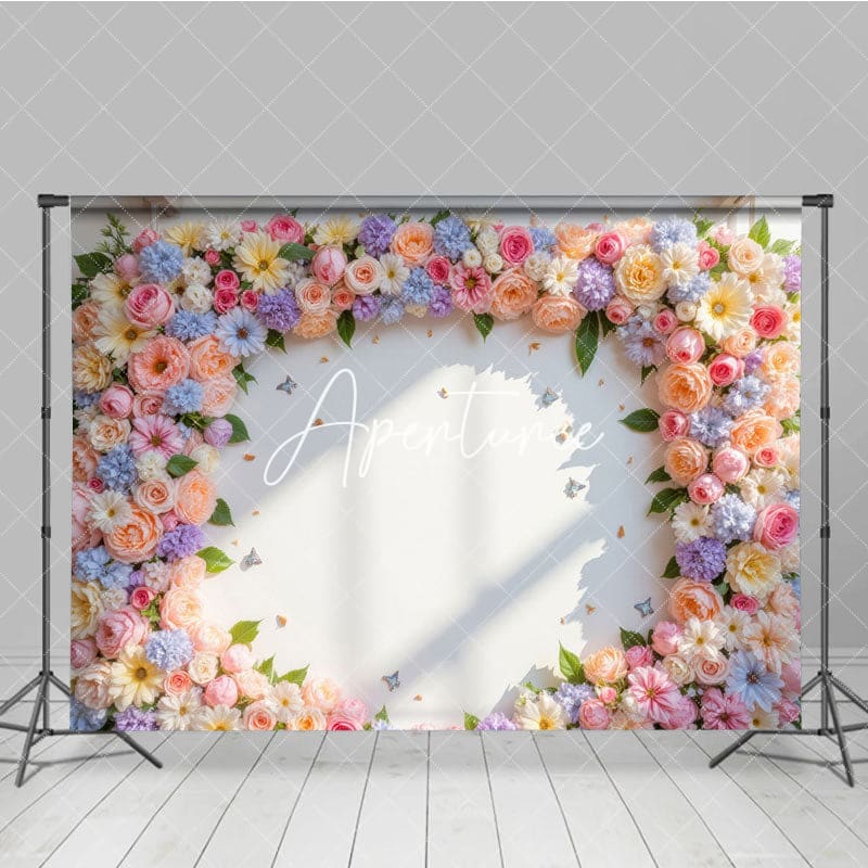 Aperturee - Aperturee Sunshine Floral Arch White Wall Spring Vibe Backdrop