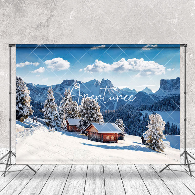 Aperturee - Aperturee Sunshine Snow Mountain Blue Sky Cloud Winter Backdrop