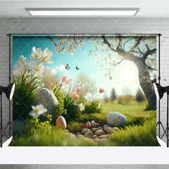 Aperturee - Aperturee Sunshine Spring Floral Grass Eggs Easter Backdrop