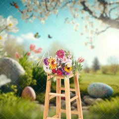 Aperturee - Aperturee Sunshine Spring Floral Grass Eggs Easter Backdrop